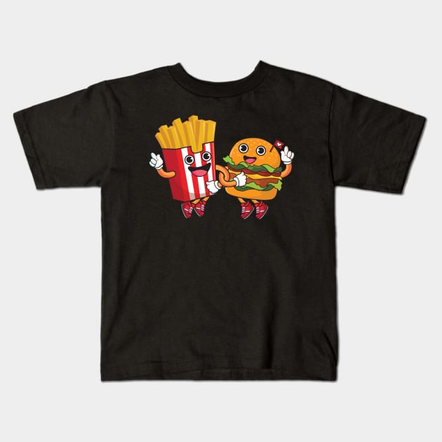 Burger & Fries Kids T-Shirt by Plushism